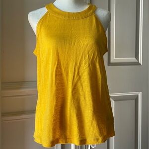Joie Halter Neck Yellow Tank Top Shirt Size Medium 100% Linen